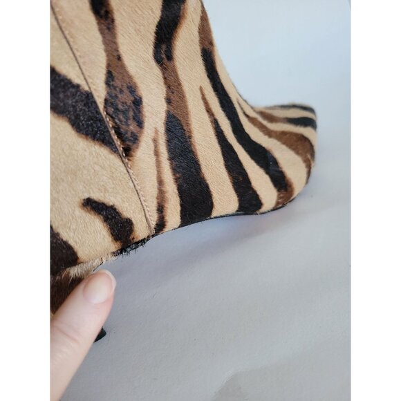 J. Crew Calf Hair Stevie Leopard print ankle boots size 6.5 Preppy kitten heel - Picture 4 of 6